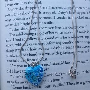 201: Blue Millefiori Heart Venetian Glass Necklace